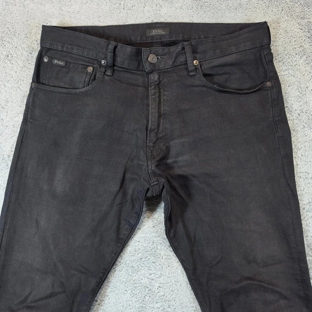 Polo Ralph Lauren Varick Slim Straight Jeans Mens 33x30 Black Denim Stretch